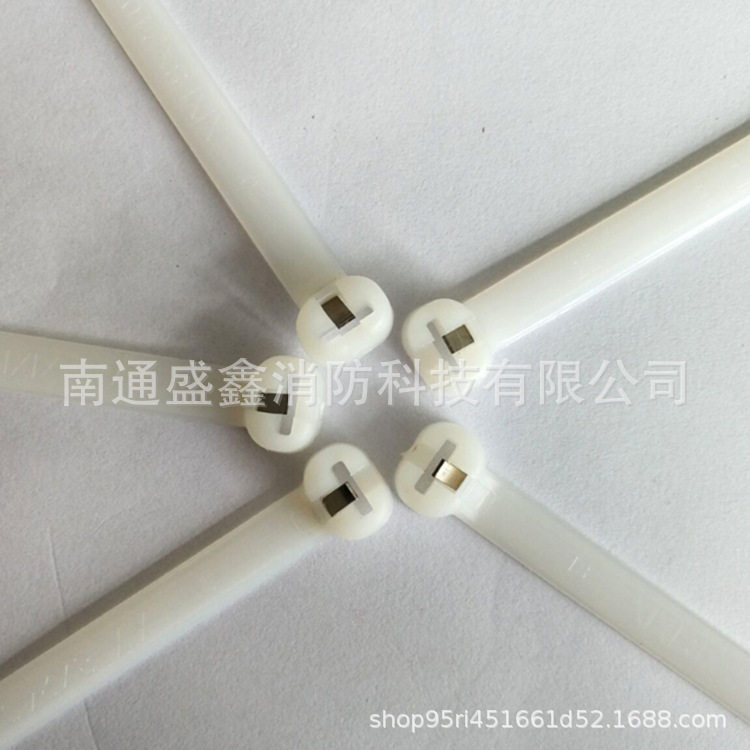 嵌钢片尼龙船用不锈钢嵌片式扎带NZ110Q 钢牙扎扣自锁塑料带 白色