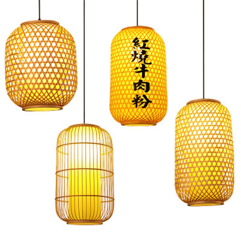 竹编灯笼吊灯仿古印字灯罩饭店茶楼火锅店大排档日式餐厅吊灯