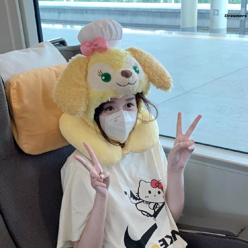 u型枕可爱饼饼连帽旅行枕便携式长途飞机护颈脖子支撑力强记厂家图片