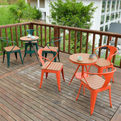 阳台小桌椅三件套户外庭院花园塑木茶几简约露台咖啡休闲铁艺组合