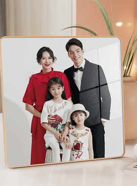 洗全家福照片做成相框摆台定制婚纱照打印相片加裱框水晶创意摆件