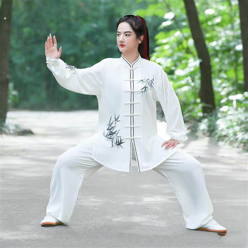 2026新款女式八段锦练功服长袖白色仙气飘飘太极服男晨练服比厂家