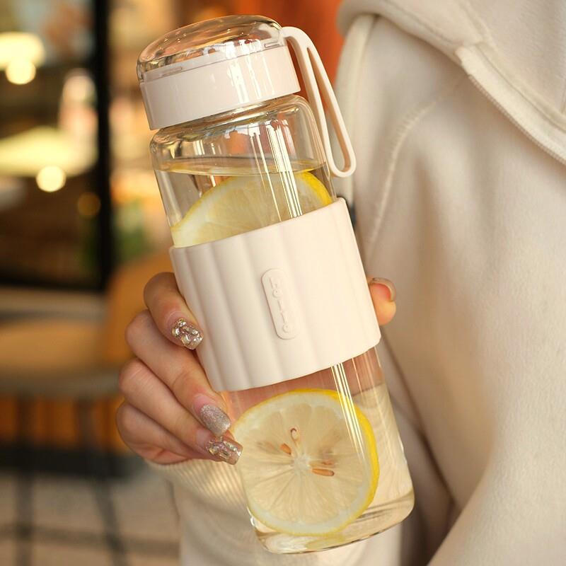 简约玻璃水杯女生2026新款夏天可携式耐高温高颜值防烫泡茶随行杯