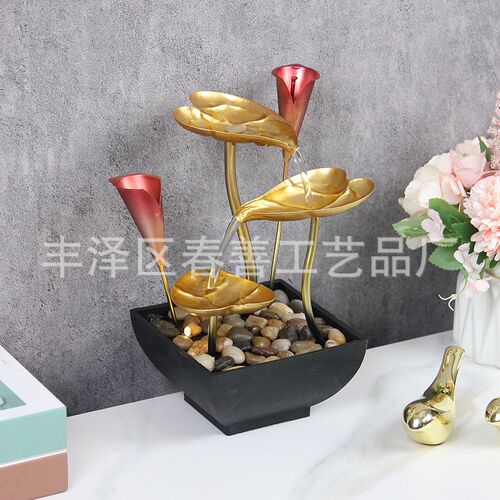 简约家居桌面摆件办公室电视柜铁艺流水摆件跨境喷泉风水摆件代发