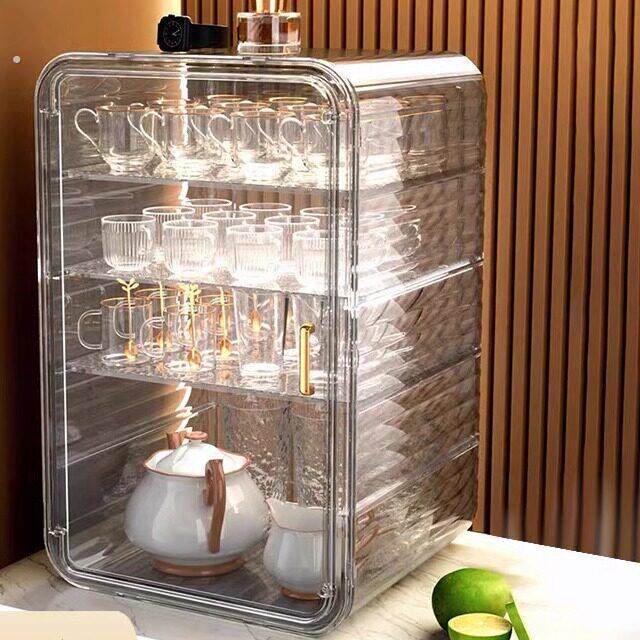 水杯架家用收纳置物架透明茶具收纳盒桌面白酒杯收纳架香水摆放架