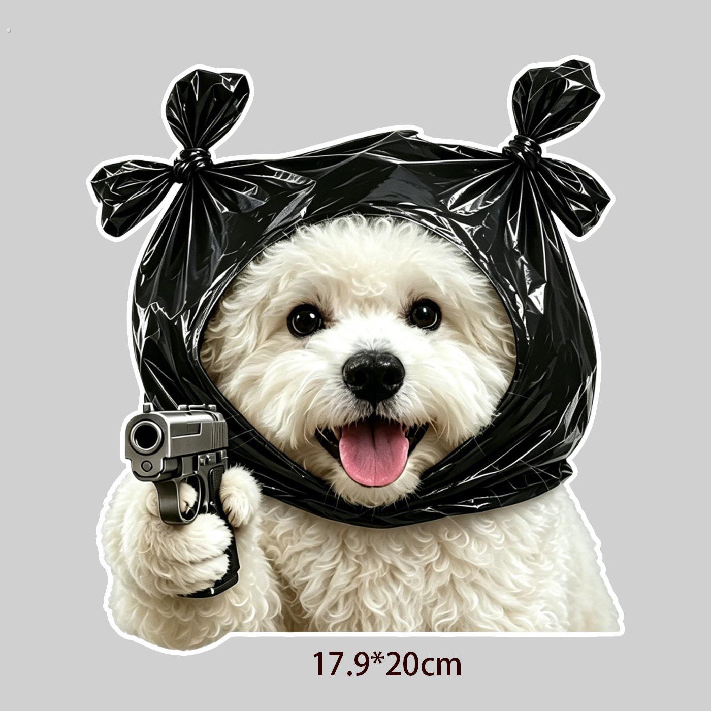 悍匪狗狗创意贴纸划痕遮挡贴画电动车垃圾桶装饰贴画