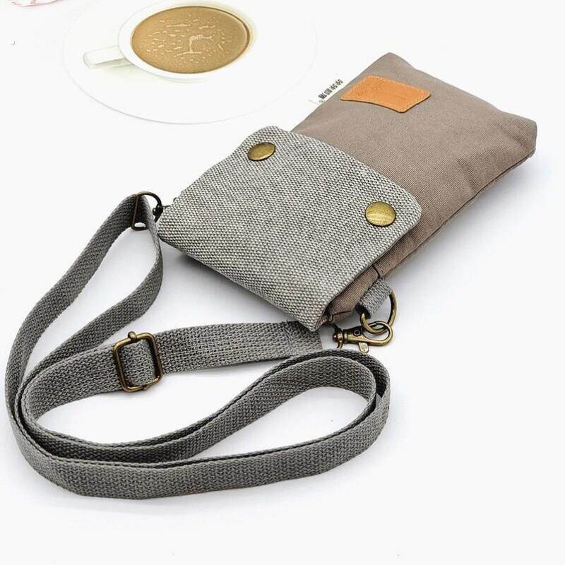 简单款帆布放手机包包男款斜挎手机袋挂颈轻便小包迷你零钱小挎包