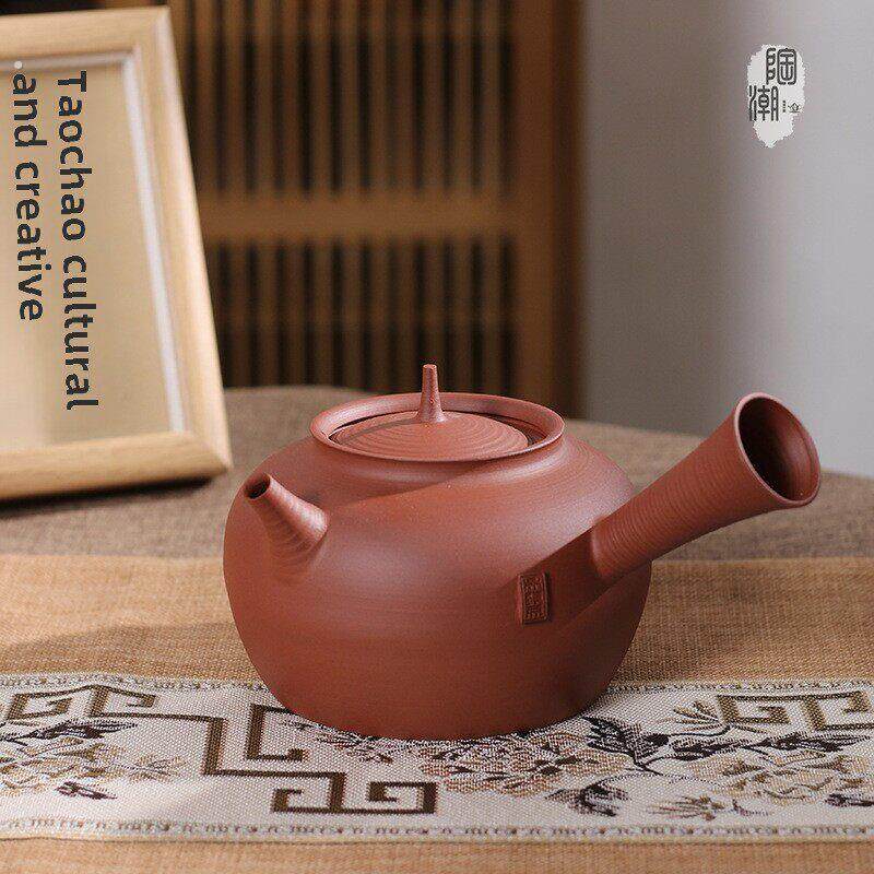 潮州红泥工夫茶手工拉壶砂铫壶陶壶电陶炉炭炉陶瓷茶壶泡煮茶器烧