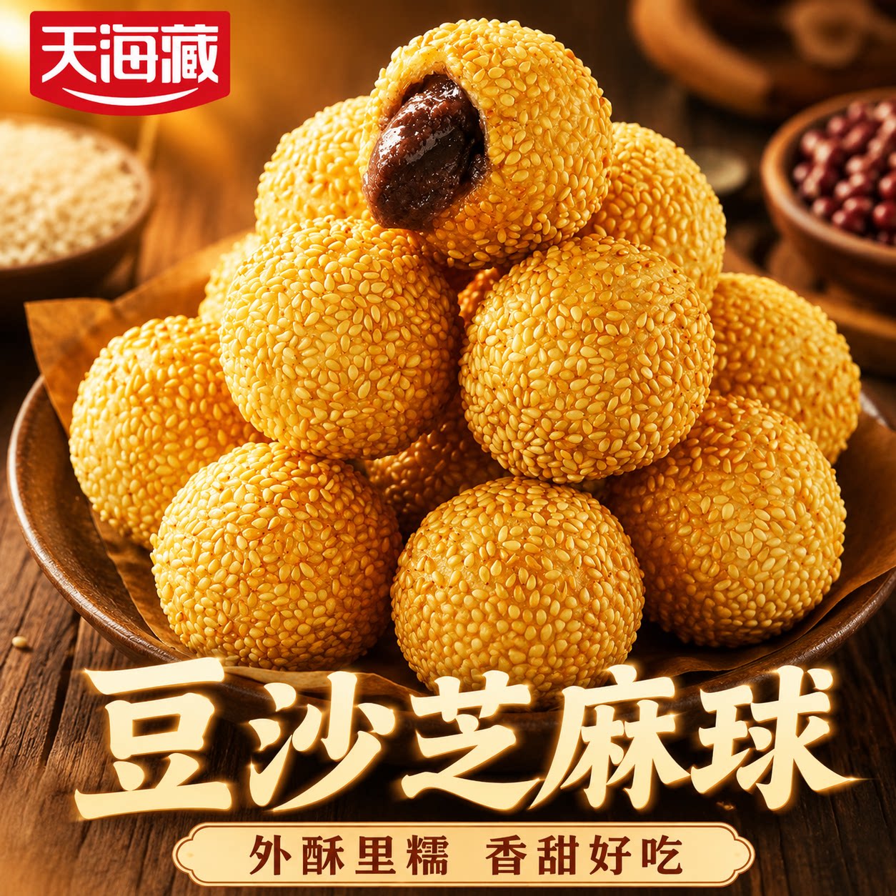天海藏速冻豆沙芝麻球商用