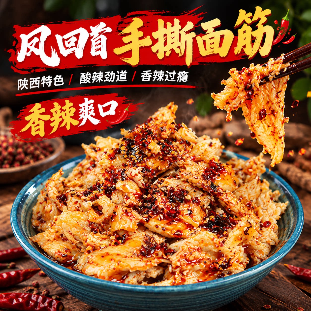 风回首陕西香辣寿司擀面皮面筋