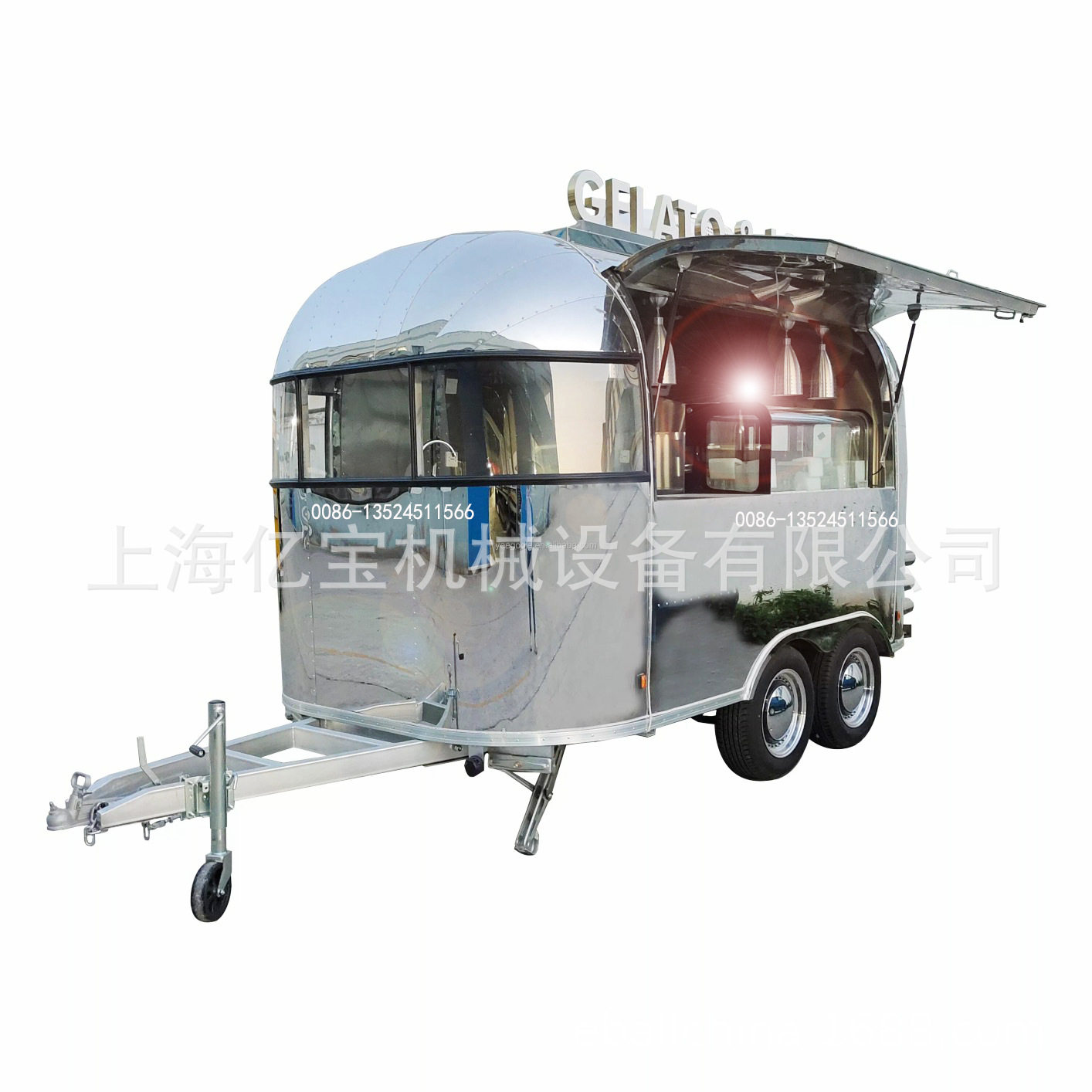 上海亿宝工厂镜面小吃售货车美食车热卖大卖场商场小餐车trailer