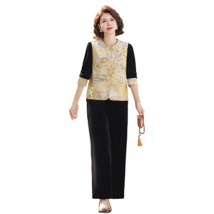 新款 200斤春季 时尚 洋气金丝绒套装 新中 中老年妈妈大码 妈妈装 女装