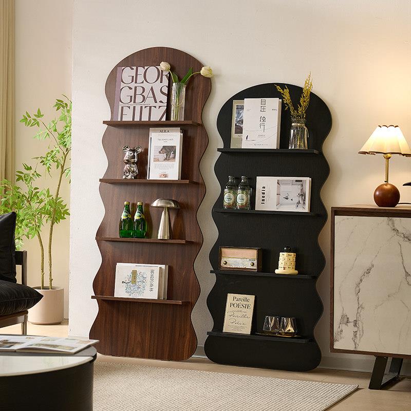 中古杂志架落地咖啡店报刊置物架设计师书报架复古多层画册展示架