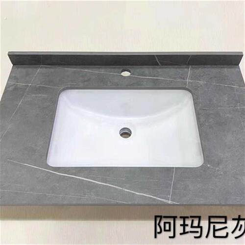 定制岩板一体台盆浴室柜台面盆洗手盆单水槽半嵌入式洗脸盆洗手台