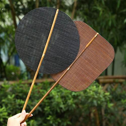 竹丝大漆团扇中国风夏季纳凉蒲扇竹编扇子加长柄宫扇流苏汉服复古