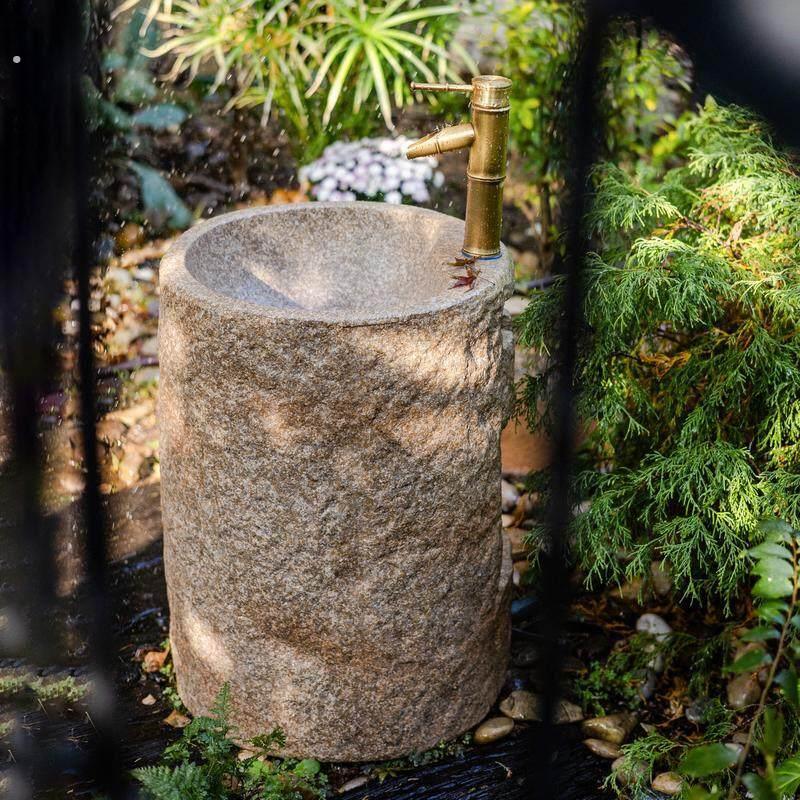 掬涵新中式古典水泥洗手盆户外一体洗菜盆庭院户外立圆柱形水槽
