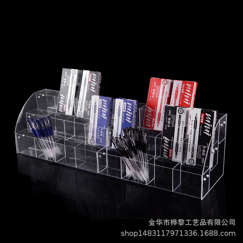 笔架文具店展示架阶梯笔架柜台亚克力上下笔架透明手账本册架图片