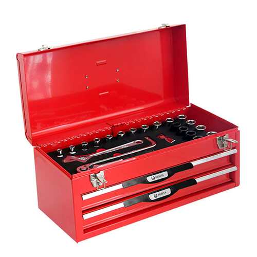 百思泰汽车四轮定位轮胎维修保养51件机修工具 三层工具箱6683S