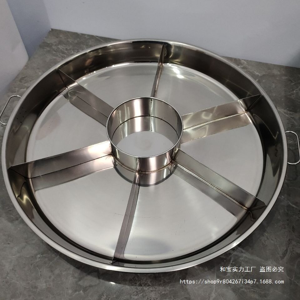 六格不锈钢圆形麻辣小龙虾海鲜大咖拼盘带耳小龙虾盘子海鲜盛宴