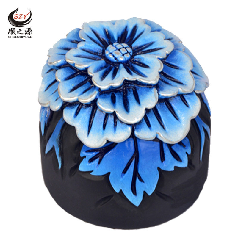 汽车显示屏摆件中控台车载 芙蓉花活性炭雕汽车装饰品l除异味摆件