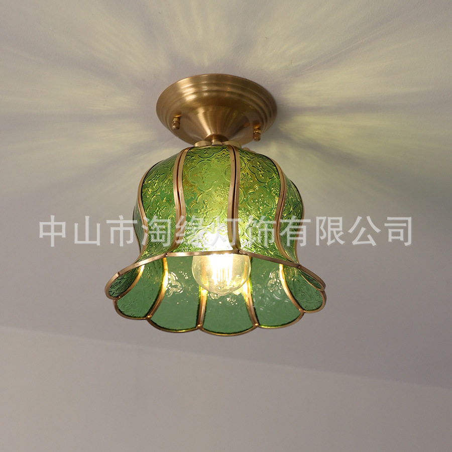 复古美式走廊灯过道吸顶灯主卧衣帽间阳台灯服装店橱窗玻璃吸顶灯