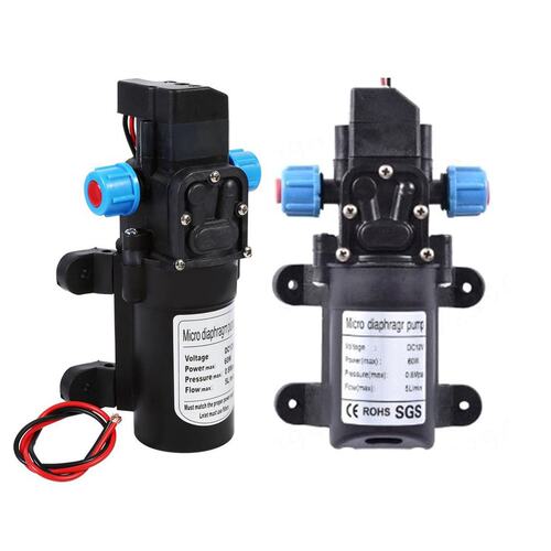水泵Dc 12V 60W微型电动薄膜水泵自动开关5L/Min高压洗车喷淋水泵