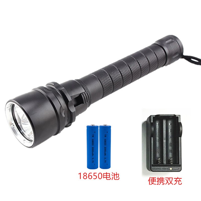 工厂直销铝合金防水手电筒 5颗T6灯珠强光潜水灯LED专业水下照明