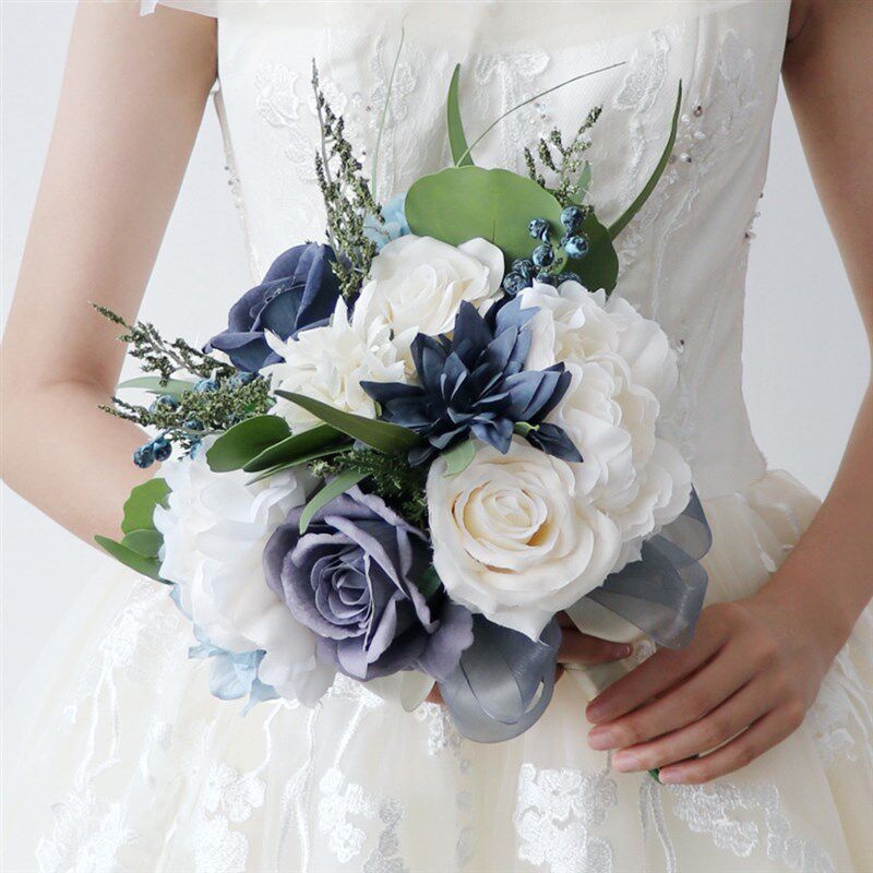 欧式婚礼新娘手捧花结婚仿真花家居装饰花束婚庆影楼拍照道具