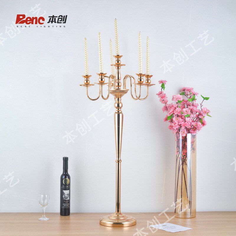 酒店用品婚庆道具铁艺金属烛台落地蜡烛台婚礼现场银色装饰摆件