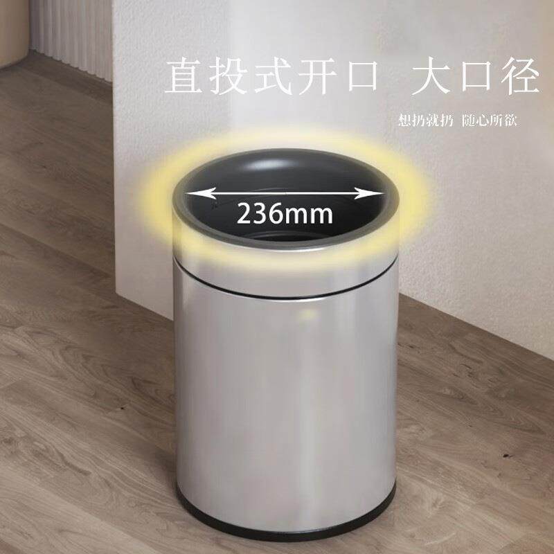 不锈钢双层垃圾桶轻奢家用厨房卫生间无盖酒店客房筒商用