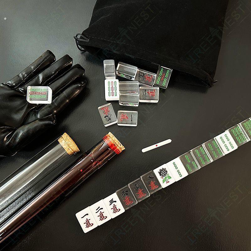斗牌传说同款瓦西子透明麻将番茄汁道具可携式露营户外日式益智桌