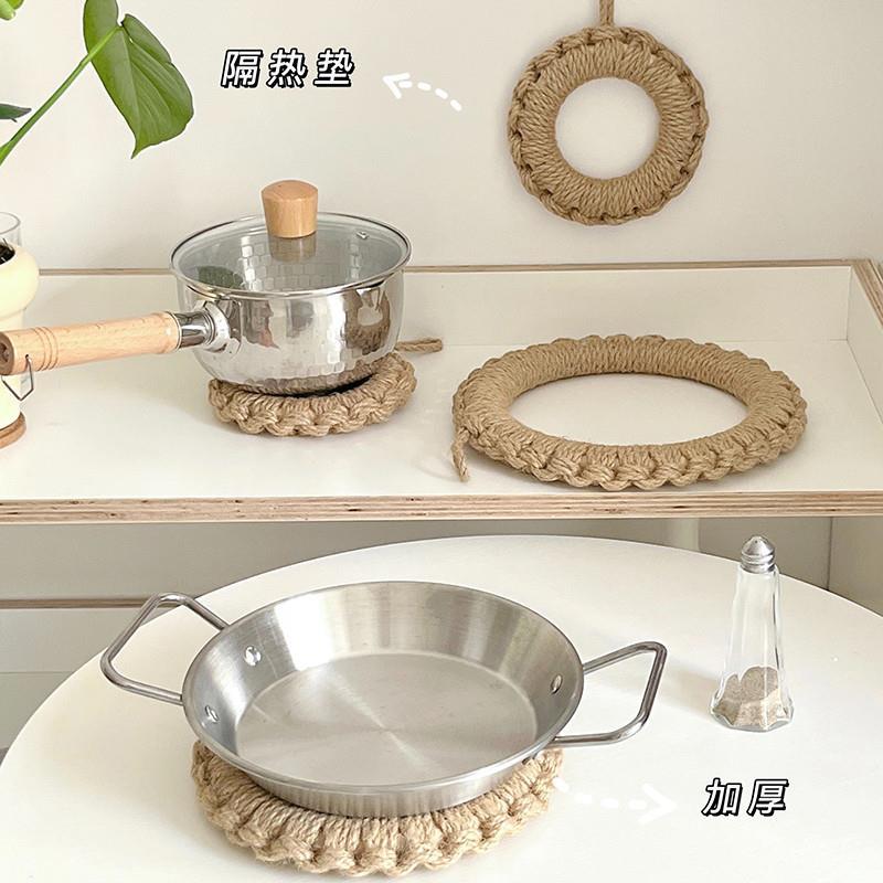餐垫隔热垫日系手工草编麻绳防烫耐高温垫子家用砂锅盘子厨房锅垫
