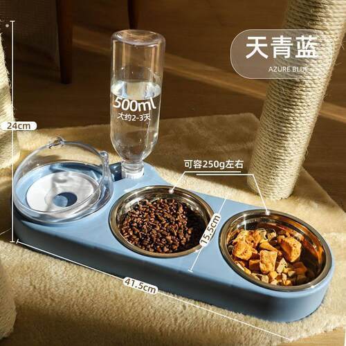 猫碗双碗自动饮水保护颈椎猫食盆粮盆猫盆水碗宠物猫咪碗狗盆狗碗