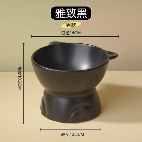 猫碗陶瓷猫粮碗狗碗猫食盆猫咪饭碗饭盆大口径水碗斜口碗宠物用品