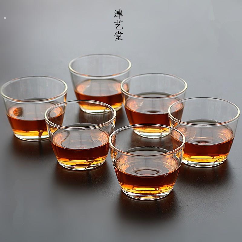 津艺堂六只套装高硼硅玻璃品茗杯加厚耐热小茶碗功夫茶杯纯色杯子