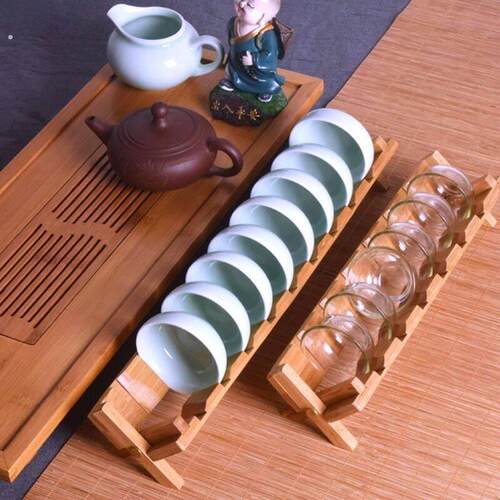 茶杯架子沥水架水杯架挂架创意茶杯托竹茶具配件收纳层架置物架新