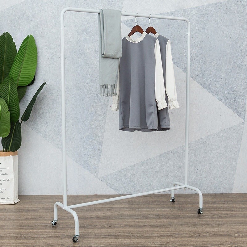 可移动黑色简约铁艺商场服装店衣架展示架货架落地陈列服装架带轮图片