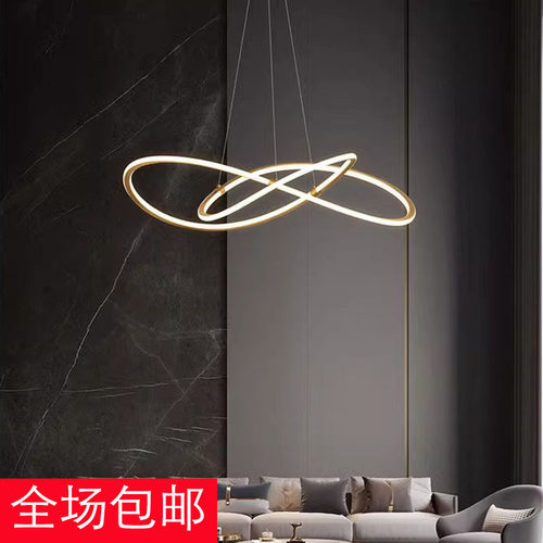 意式极简艺术线条全铜吊灯简