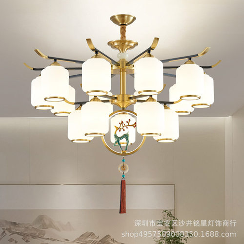 全铜新中式吊灯客厅灯现代简