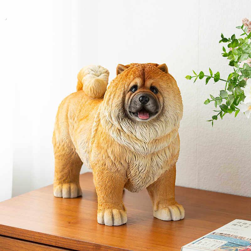 创意仿真狗摆件松狮犬摆设家居客厅玄关酒柜电视柜装饰树脂工艺品