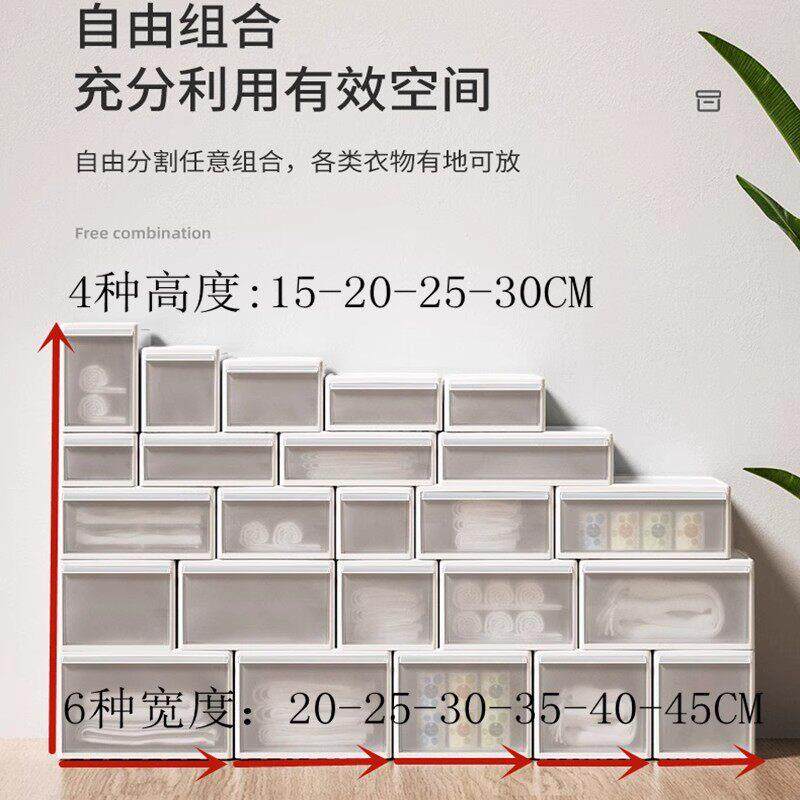 衣柜收纳箱抽屉式塑料家用衣物收纳盒衣服内衣整理箱透明储物柜子