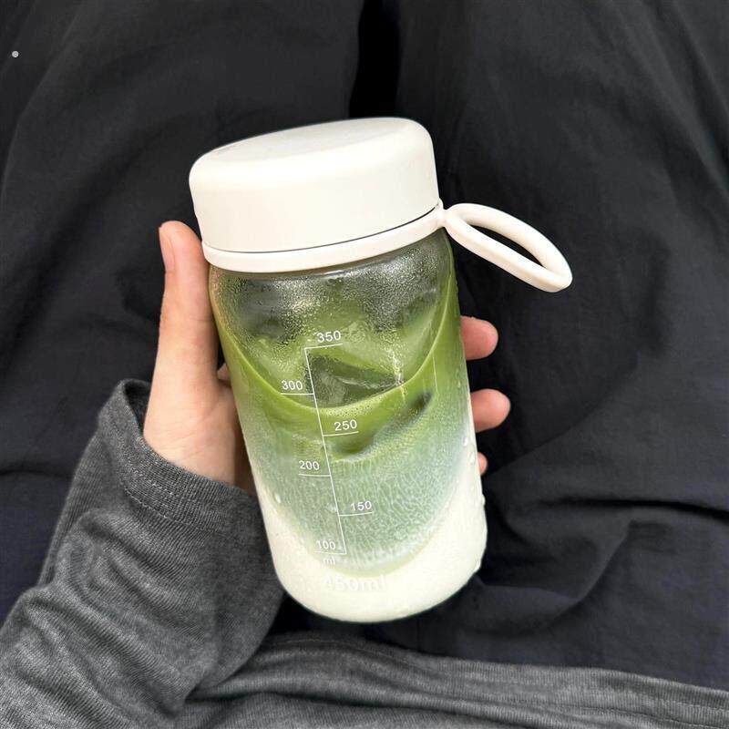 透明水杯夏天外带随行杯冷饮小容量可携式泡茶提手冷萃上班咖啡杯