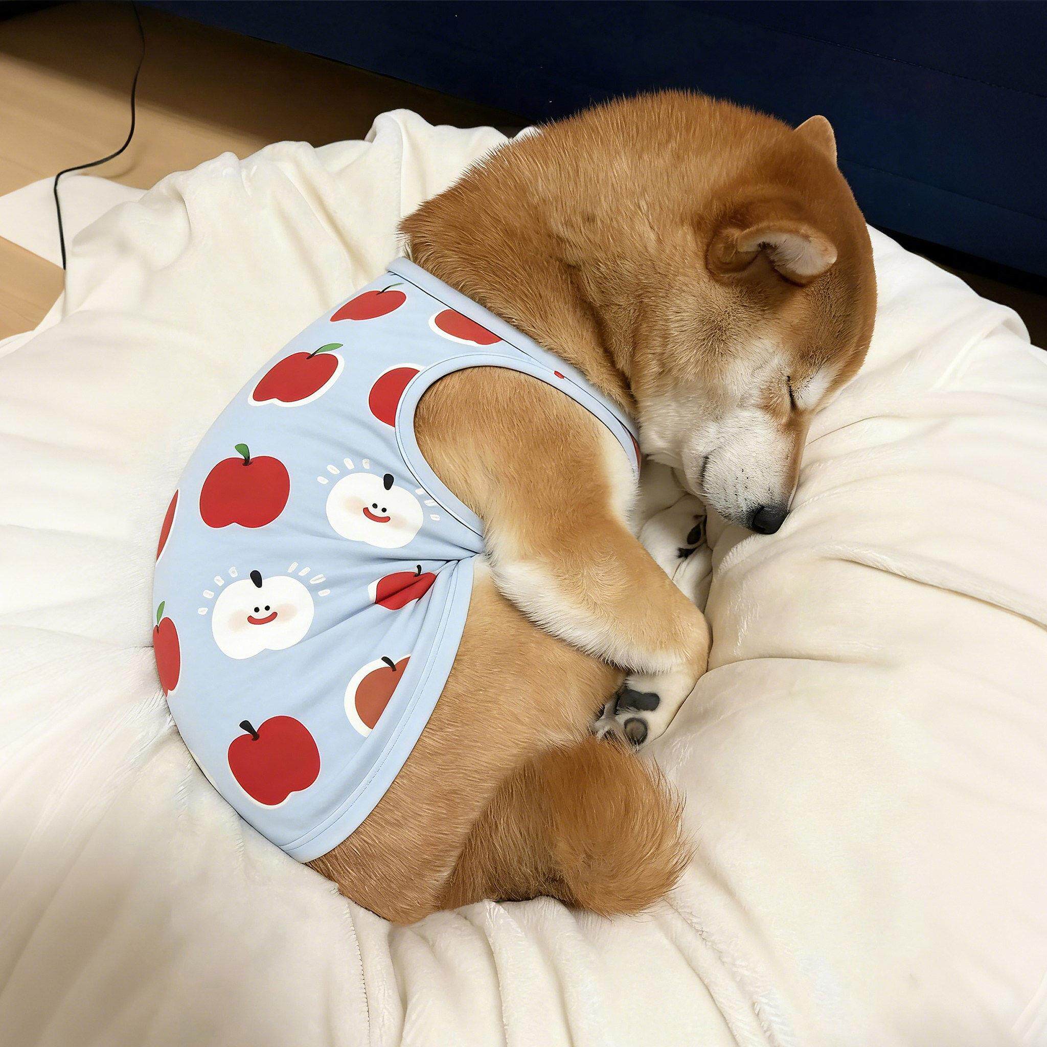 狗狗衣服中小型犬薄款小背心柴犬柯基春夏季防脏防掉毛浅蓝两脚衣