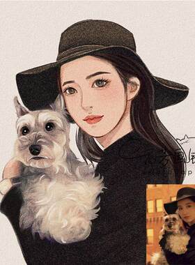 手绘头像复古水彩风头像定制情侣婚礼请柬插画定制代画画头像约稿