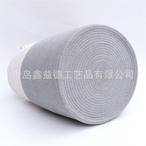 可折叠脏衣篮棉绳脏衣篮超大号两件套装双拼色棉线绳编织收纳筐篮