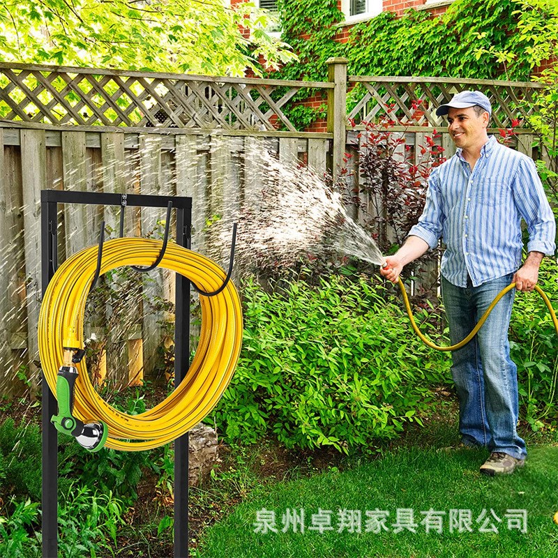 可拆卸花园软管支架铁艺插地式水管挂架立式水管安全固定储存架