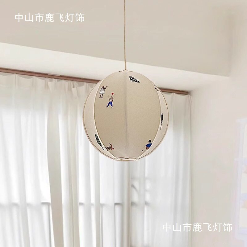 中古风手工布艺刺绣儿童房卧室吊灯法式简约温馨民宿餐厅装饰吊灯