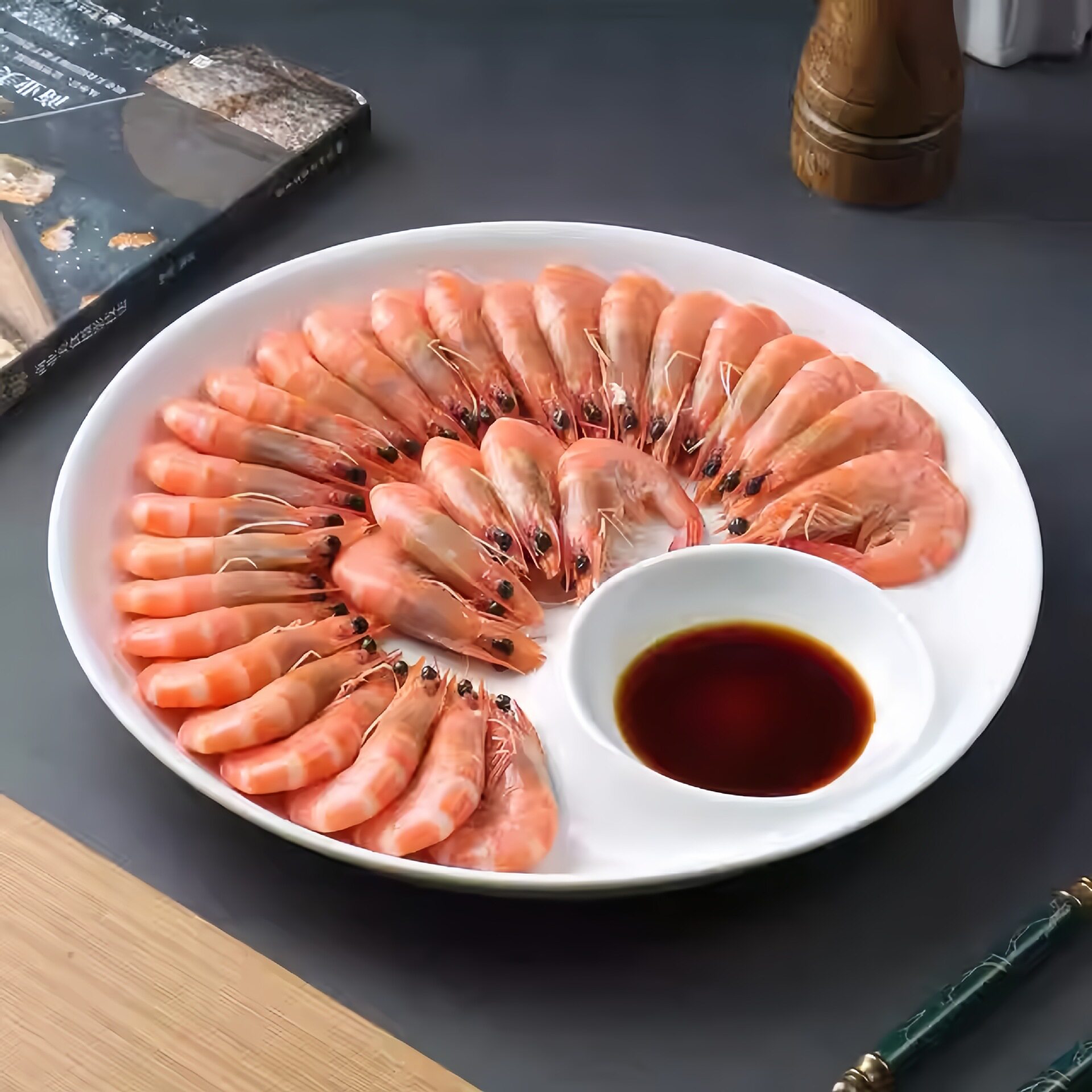 创意子母盘菜盘水饺盘简约感餐盘带醋碟虾盘白色盘子