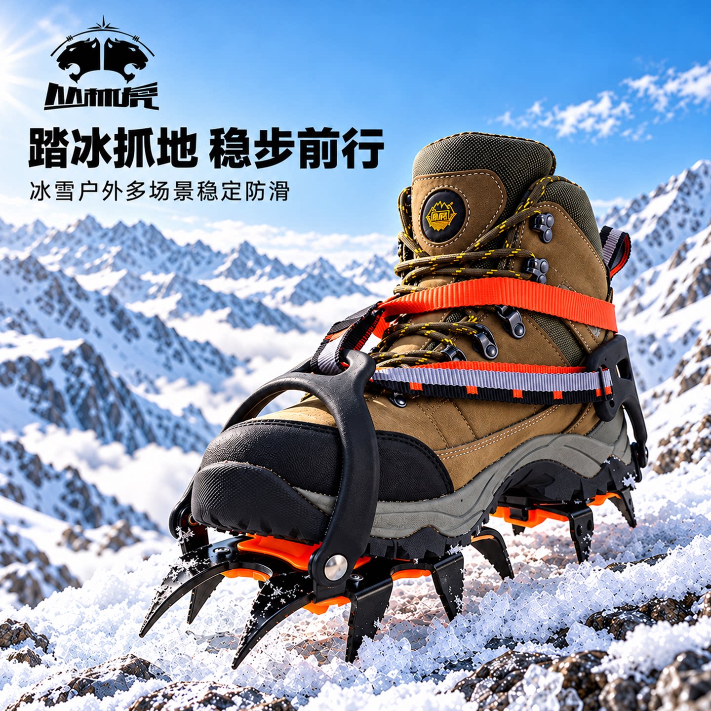 丛林虎雪地防滑冰爪鞋套登山神器东北户外专业鞋钉冬季钉链爪雪爪