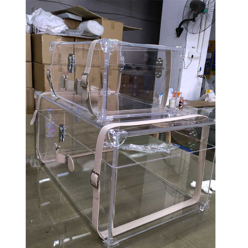 工厂透明亚克力箱子带锁 亚克力展示箱 手提行李箱 大容量收纳箱